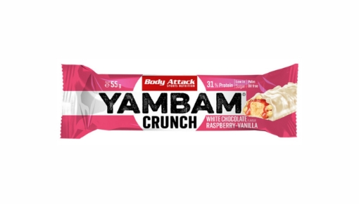 Slika YAMBAM Crunch Čokoladna tablica - 55g Bela čokolada Malina