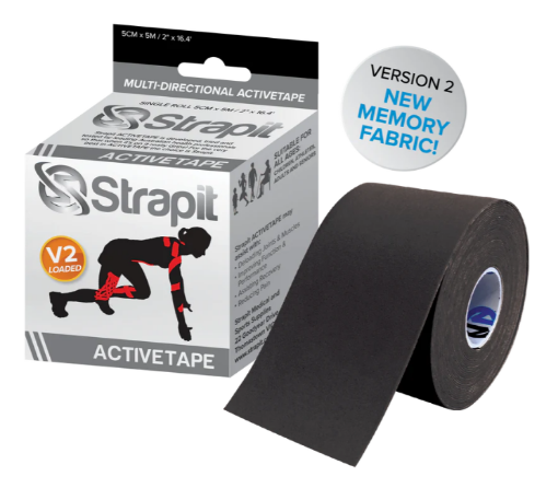 Slika DYNAMIC ACTIVETAPE 5CM x 5M – ČRNA S ČRTAMI