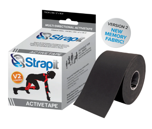 Slika ACTIVETAPE 7,5CM x 5M – ČRNA S ČRTAMI